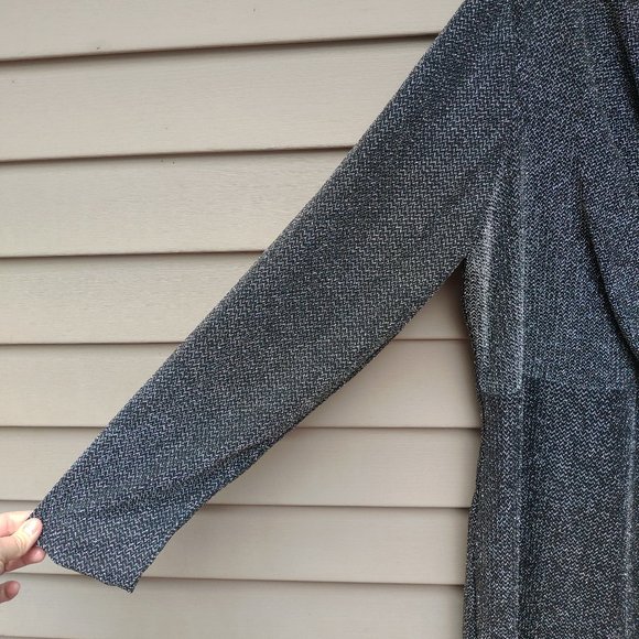 Simply Emma Plus Evening Cocktail Dress Metallic Sparkle Black Silver Wrap - Picture 5 of 12